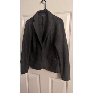 Brooks Brothers 346 Women's One Button Sweater w/Pockets Grey, Elbow Pads Wool